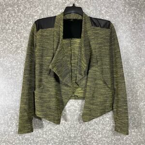 Jack Women’s Green & Black Faux Leather Patch Open Blazer - Size Small - Modern